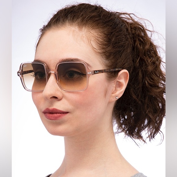 Ray-Ban Square II Women's Sunglasses Transparent Light Brown RB1973 1281/51 - Picture 9 of 15